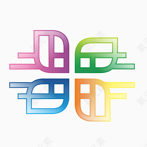 四色无边框矢量图