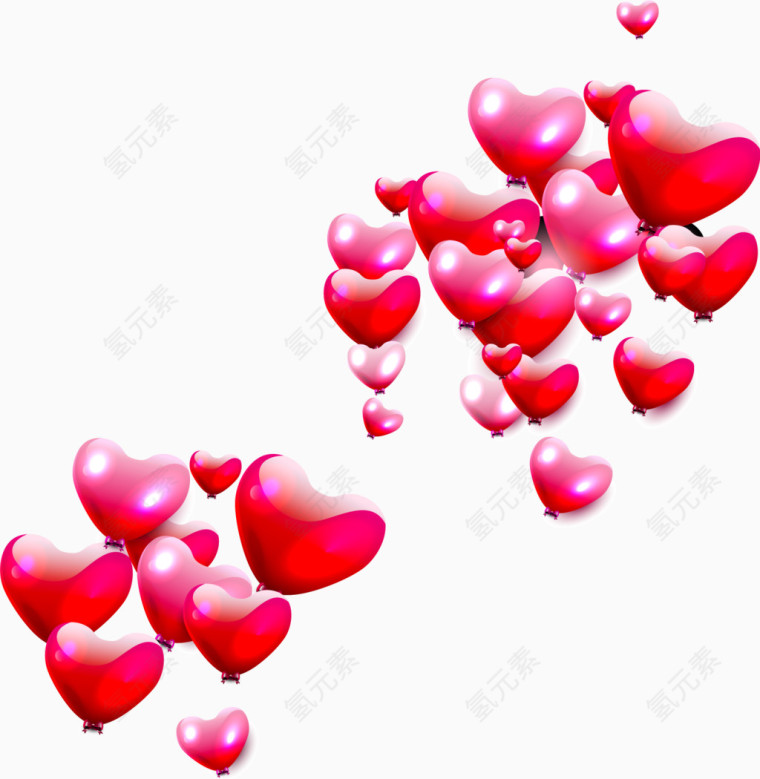 矢量红色爱心气球群
