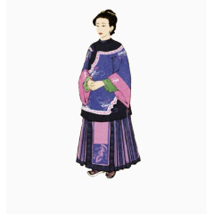 身穿满族传统服饰的中年妇女