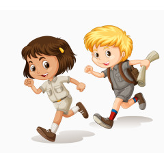 矢量跑步小学生素材