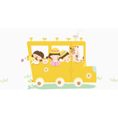 矢量黄色校车里的学生