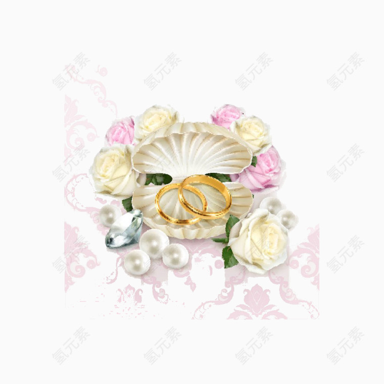 贝壳里的戒指珍珠钻石