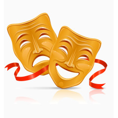 金色笑脸和哭脸面具矢量素材