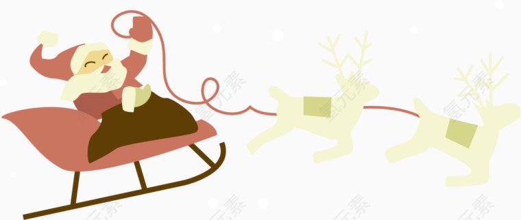 手绘圣诞老人驾鹿图案
