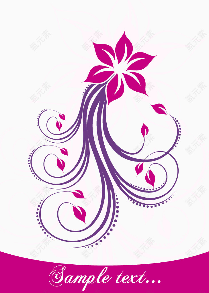 矢量淡红色花朵插图