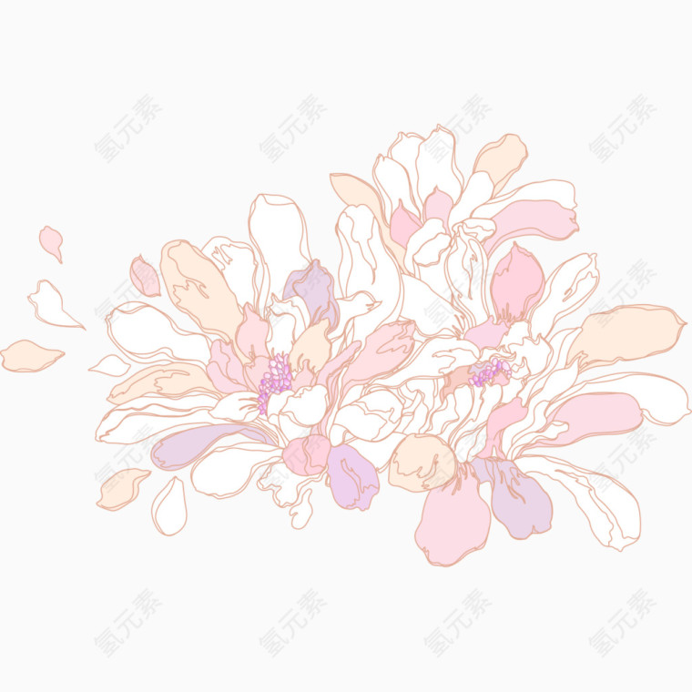 手绘淡雅花朵素材