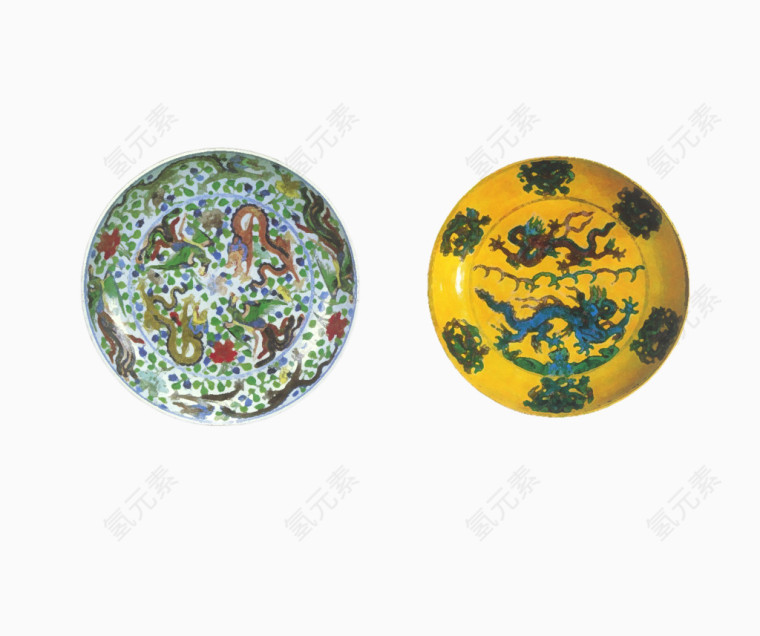 双龙盘子