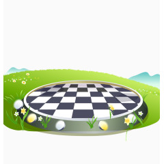 卡通圆形足球场矢量图