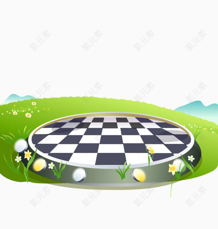 卡通圆形足球场矢量图