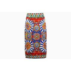 高腰中长裙印花修身女士半裙