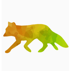 彩色野生狐狸剪影矢量素材