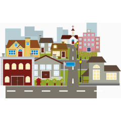 卡通城区街景图