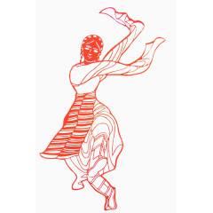 红色手绘少数民族少女