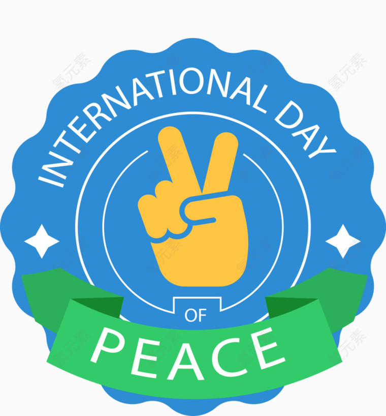 矢量胜利手势徽章