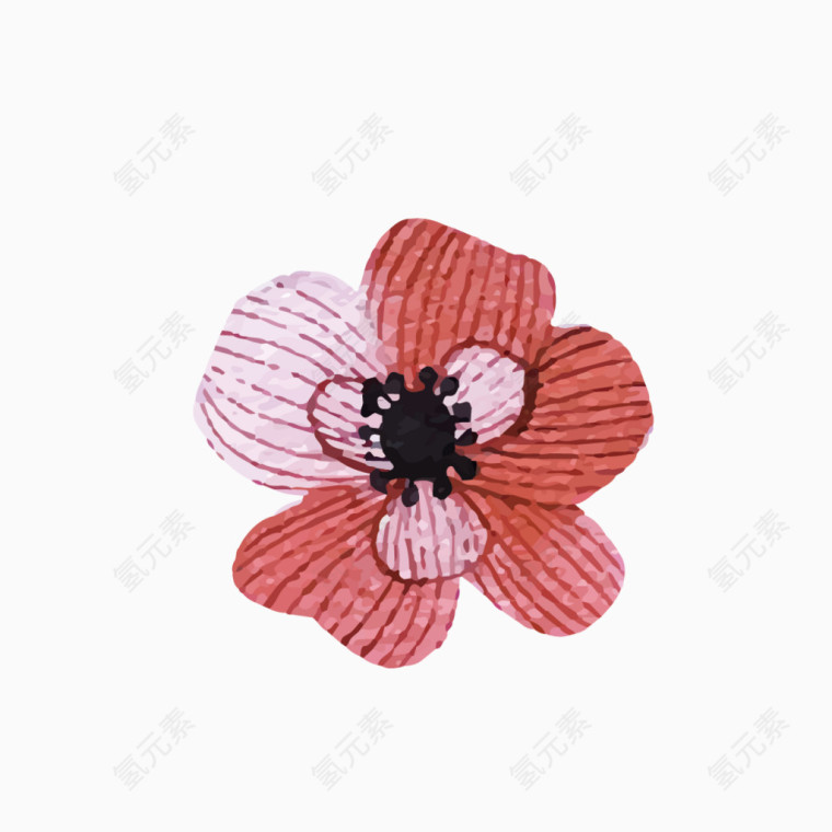 矢量小清新手绘红色花朵