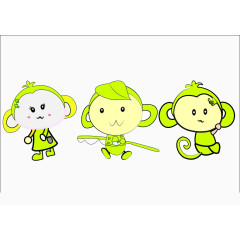 三只卡通可爱黄色可爱小猴子