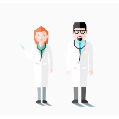 卡通男女医生矢量图