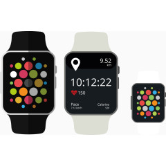 矢量手绘三个苹果手表