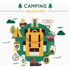 矢量背包装备旅游主题图标素材