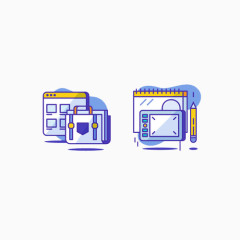 扁平蓝色办公图形