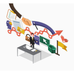 矢量立体团队合作素材