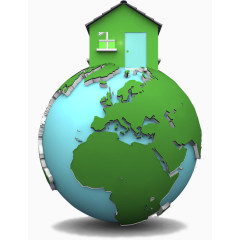 绿色地球上的房子