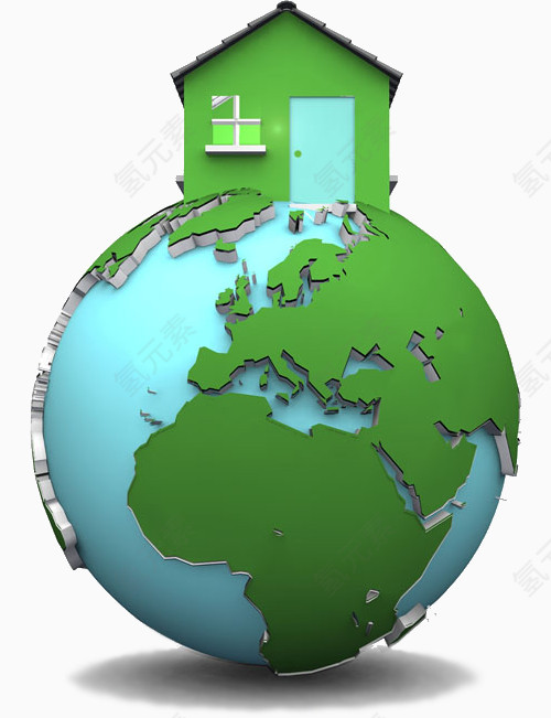 绿色地球上的房子