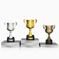 三种材质的奖杯