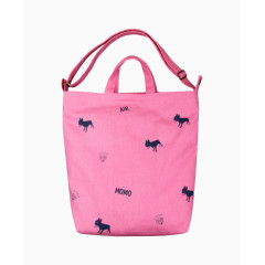 石头和斗牛犬粉红色帆布袋