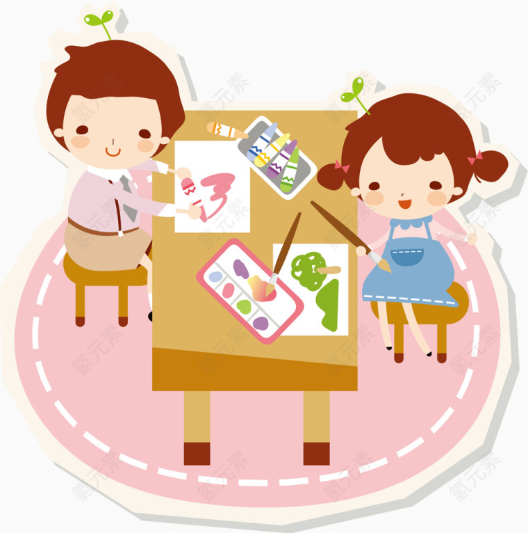 画画上课课程元素