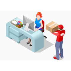 办公人物快递服务