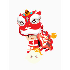 2017中国红传统节日舞狮