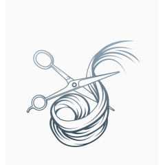 矢量黑色创意剪刀头发线条