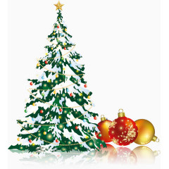 卡通手绘圣诞树装扮彩球