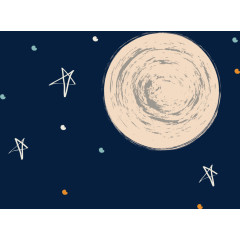 卡通月亮彩色星星