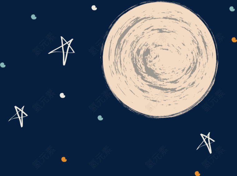 卡通月亮彩色星星