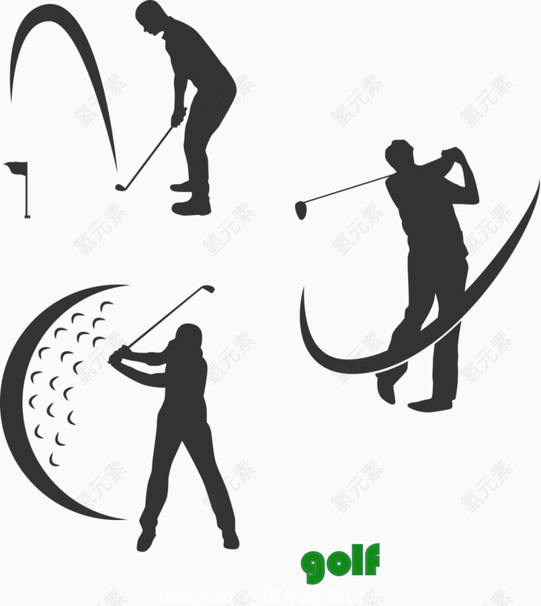 3款高尔夫球手剪影
