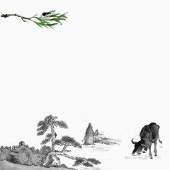 黑色中国风水墨风景