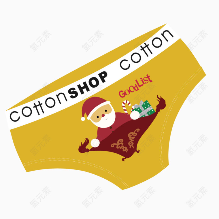 矢量黄色圣诞老人三角儿童内裤