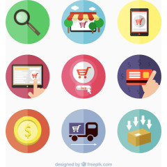 矢量9款圆形电子商务图标