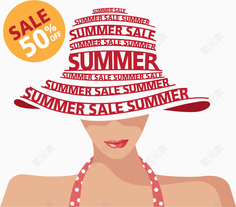 矢量夏季女士购物出行