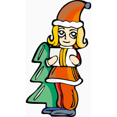 矢量圣诞小女孩