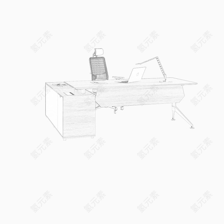 办公桌 素描经理桌
