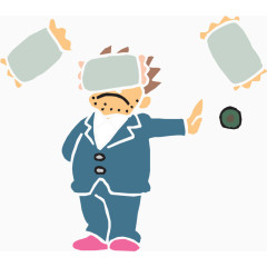 矢量手绘穿西装睡觉