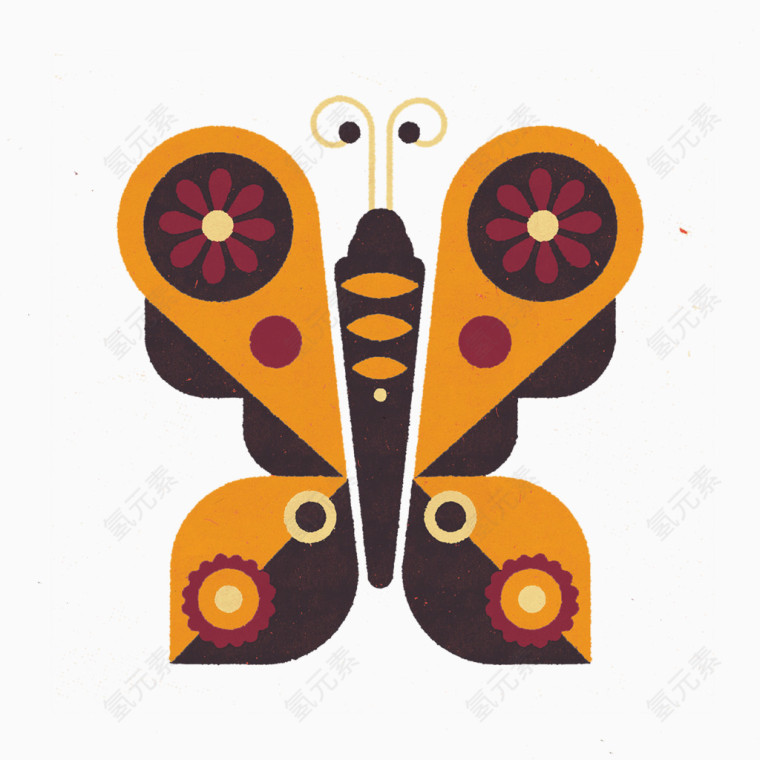手绘复古蝴蝶图案