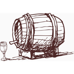 手绘葡萄酒桶