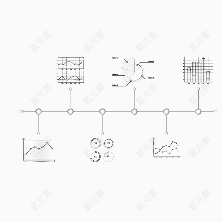 矢量灰白色商务统计时间轴