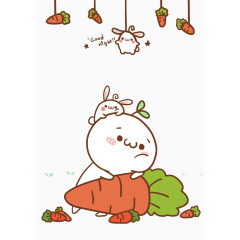 可爱颜文字小兔子晚安漫画