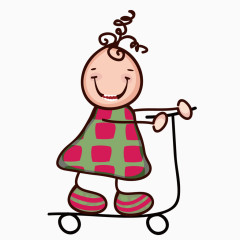 矢量儿童舞蹈线条滑板