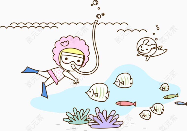 手绘卡通海底世界